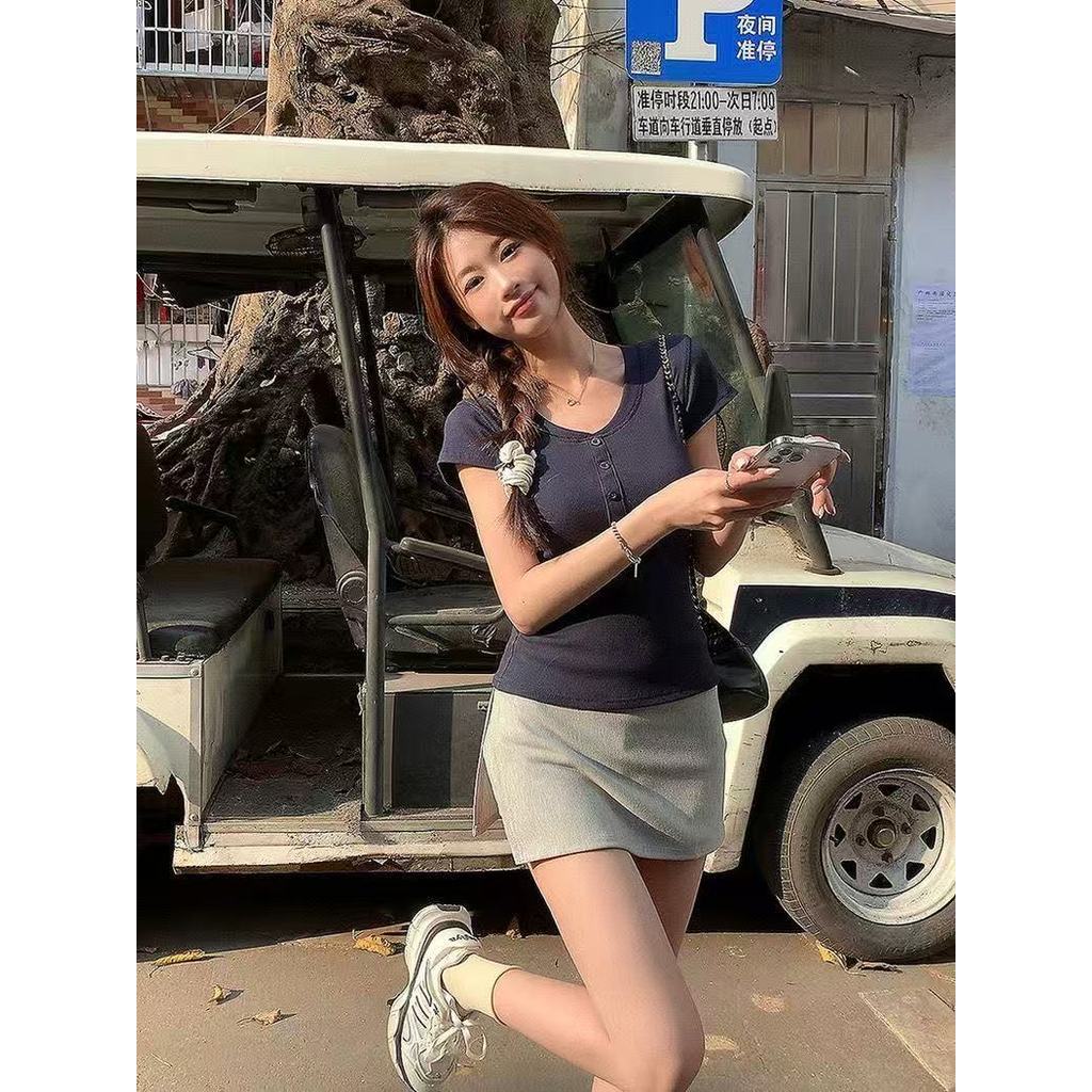 SUXI Áo thun ngắn tay nữ mới, phù hợp mùa hè - Mã 260403