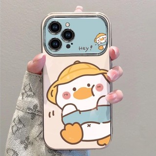 Dành Cho IPhone17 16 15 14 13 12 11 ProMaxX XR XSMax 78 Plus Dễ thương mũ vàng vịt lớn cửa sổ điện thoại trường hợp
