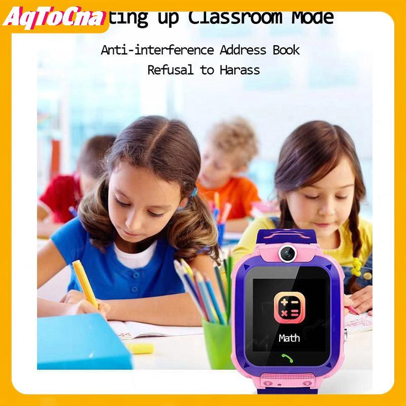 Đồng hồ điện thoại SOS thông minh dành cho trẻ em AqToCna Q12 Đồng hồ thông minh có thẻ Sim Ảnh chống nước Ip67 Quà tặng trẻ em AqToCna