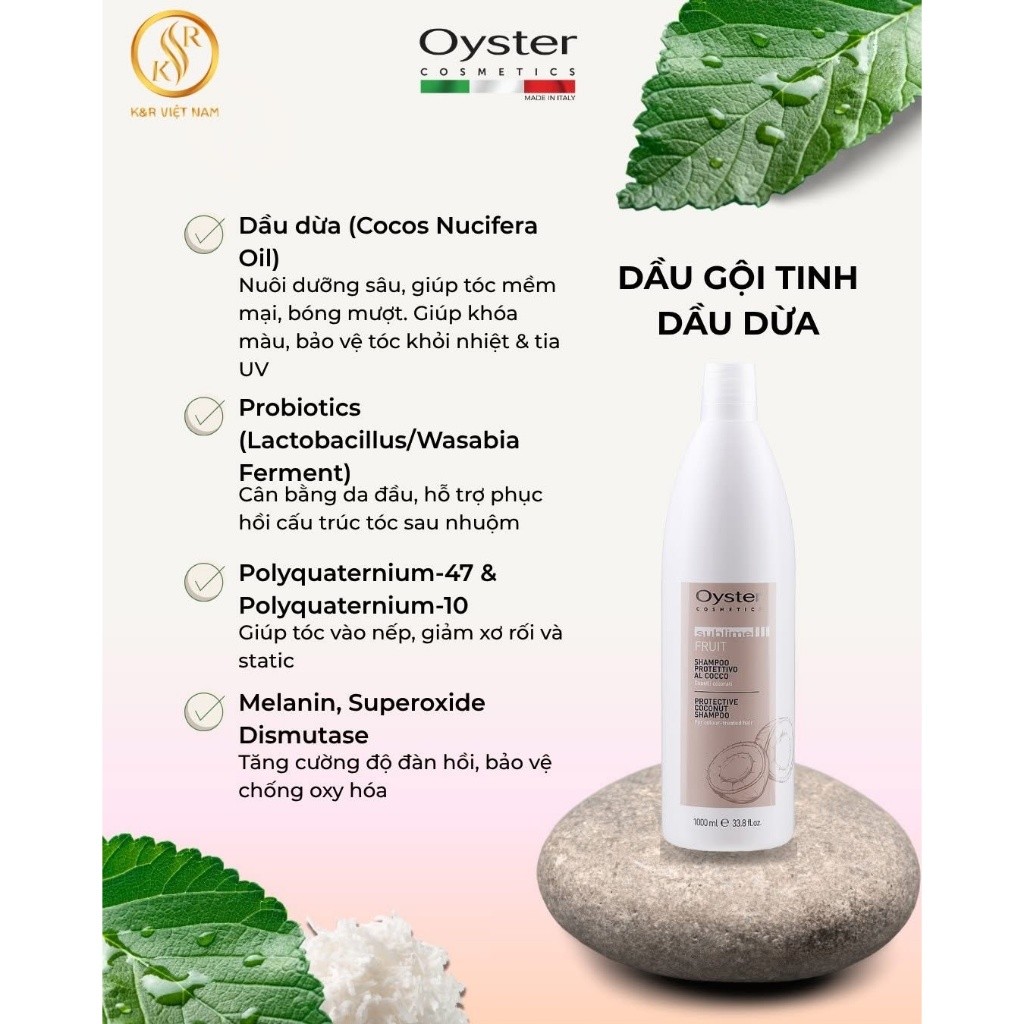 Dầu gội giữ màu OYSTER COSMETICS Protective Coconut phục hồi giữ màu tóc nhuộm 1000ML chính hãng