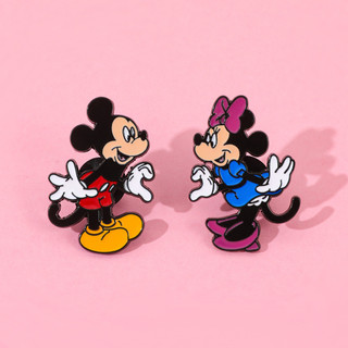 2 Cái / bộ Dễ Thương Mickey & Minnie Kim Loại Men Chân Hợp Kim Huy Hiệu Ba Lô Trâm Cài