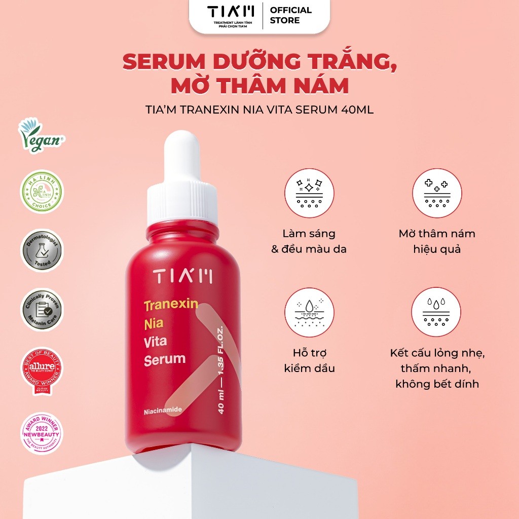 Serum Dưỡng Trắng Mờ Thâm Nám Tia’m Tranexin Nia Vita Serum 40ml