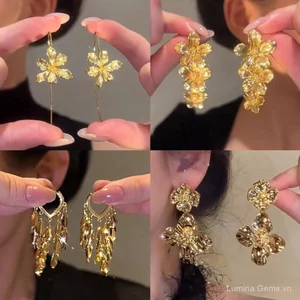 Bông Tai Tua Rua Kiểu Dáng Châu Âu, Made from Kim Loại Sáng Bóng, Phù Hợp Xu Hướng Hiện Đại