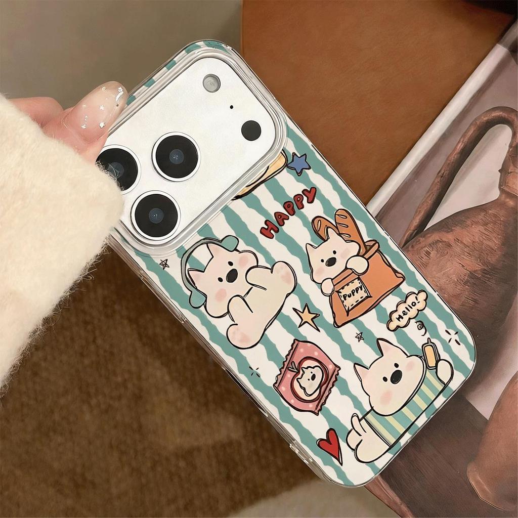 Con chó dễ thương mềm mại cho 16 trường hợp iPhone 17Air Lớp kép 14/13/11Pro