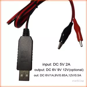 Star USB 5V sang 6V 9V 12V Step-up Clip Cable Bộ chuyển đổi điện áp có thể điều chỉnh cho đồng hồ Phụ kiện vạn năng từ xa