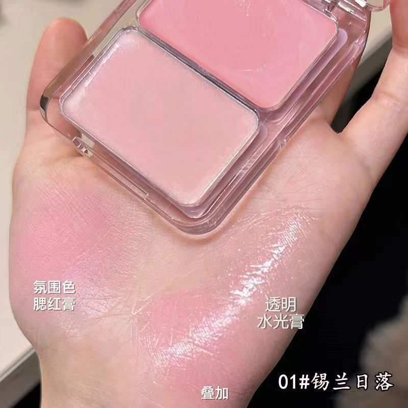 Phấn má Hàn 【hiệu ứng nước】 - Dạng kem, hồng tông be, kiêm highlighter, hàng nội địa giá sinh viên