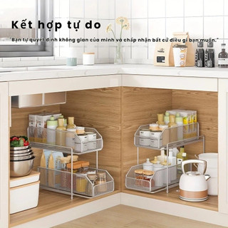 Giá Rẻ Kệ Đựng Gia Vị Tủ Bếp 2 Tầng Lấy Ra Dễ Dàng Cho Tủ Bếp Kệ Đa Năng Đẹp/Thẩm mỹ Kệ Lấy Ra Đa Năng Cho Tủ Bếp Nhỏ