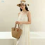 GAO * Boho Mũ Rơm Và Ví Mũ Rơm Và Túi Tote Bộ 2 Chiếc Đi Biển Mùa Hè Mũ Rơm Vành Rộng Handmade Mây In Hình Mũ Chống Nắng Với Nữ Cho Kỳ Nghỉ