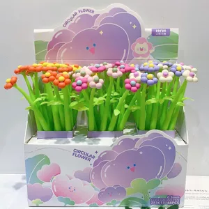 Phong Cách Mới Phiên Bản Hàn Quốc Sáng Tạo Hình Hoa Bút Gel Nhiều Màu Sắc Dễ Thương Silicon Lắc Chữ Ký Nước OKNT