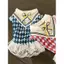 【Ready Stock】 Pet Summer Wear Clothes College Style Rhombus Bow Tie Lace Traction Vest Dog Summer Dress Summer New 9oMt