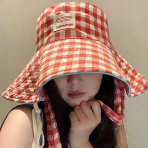 YOI Mũ câu cá Plaids sành điệu có thể đảo ngược Mũ ngư dân có thể điều chỉnh dành cho nữ