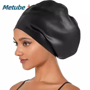 Mũ bơi METUBE có dây buộc tóc dài, chống thấm nước, phù hợp nữ với kích thước lớn