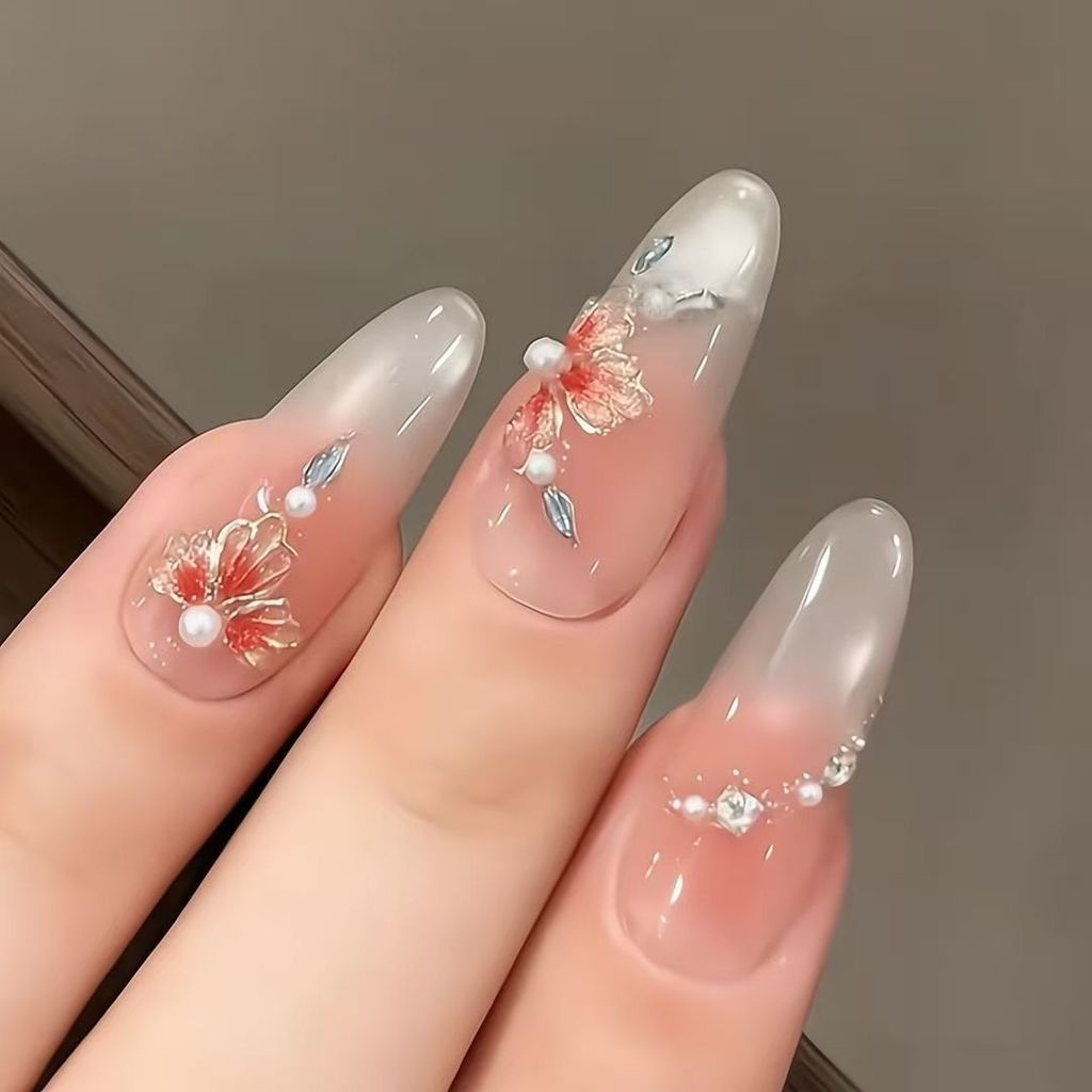 Phong Cách Trung Hoa Filigree Men Sơn Phong Cách Trung Hoa Phong Phú Nhẹ Nhàng Làm Trắng Da Sang Trọng Mắt Mèo Handmade Làm Móng Tay Handmade Đeo Móng Tay