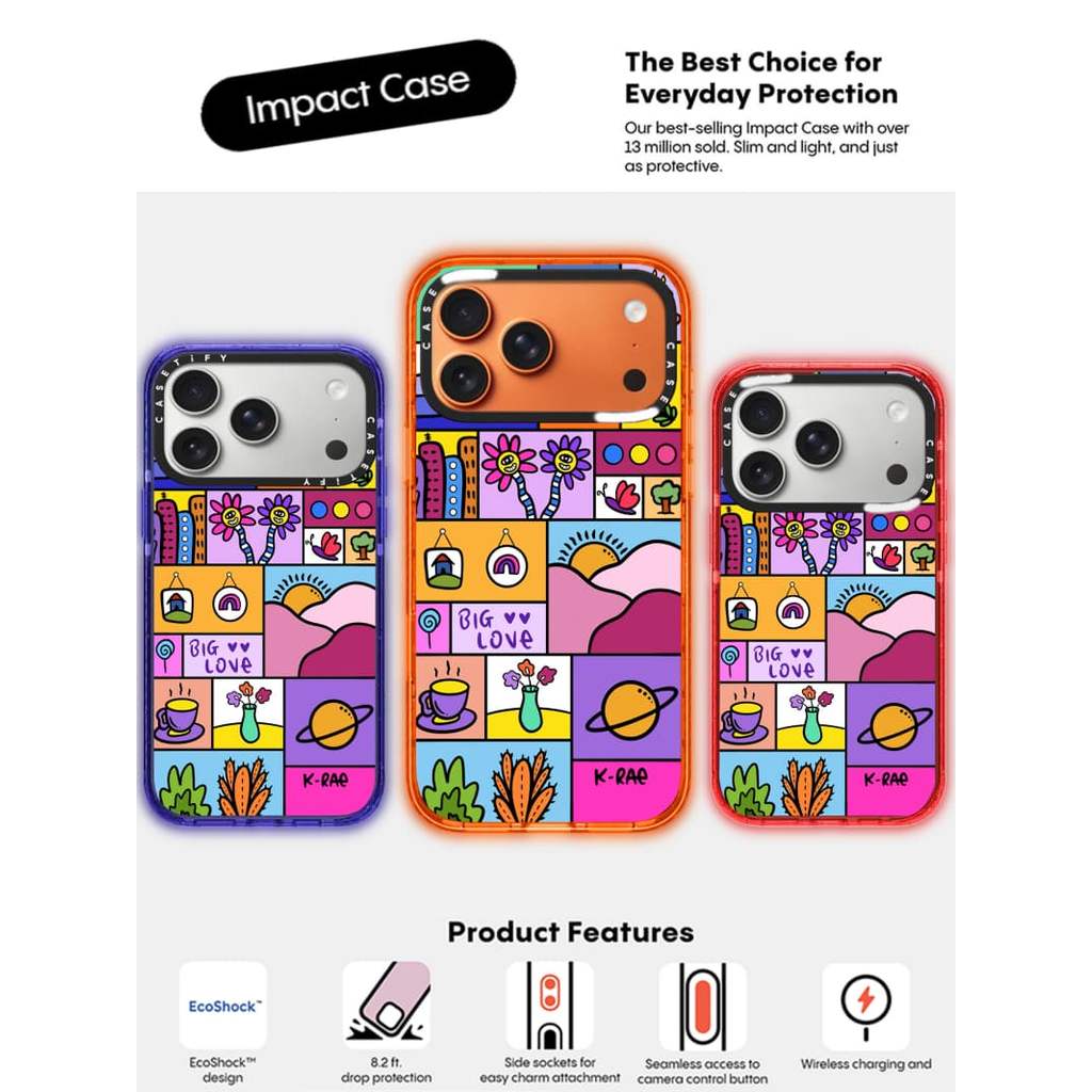 CASECASE X BIG LOVE Cam / Đỏ / Perri Bộ sưu tập kẹo tím Màu sắc trong suốt cứng hút từ tính Vỏ tác động cho Apple IPhone 13 14 15 16 17Pro Max Plus Có hộp