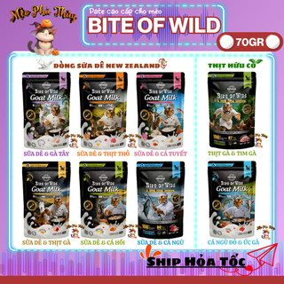 Pate Cao Cấp Bite of Wild Túi 70G Công Thức Sữa Dê, Nguồn Đạm Tự Nhiên Cho Mèo Từ 2 Tháng Tuổi