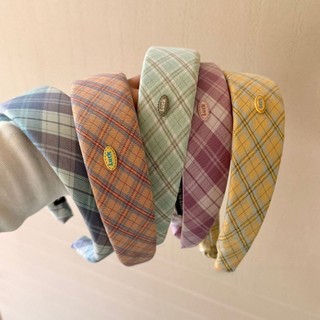 Kovoi / Retro Preppy Phong Cách Họa Tiết Băng Đô Ngọt Ngào Phù Hợp Với Kẻ Sọc Đầu Nữ Tính Cảm Giác Rộng Viền Bọt Biển Kẹp Tóc Cao Cấp