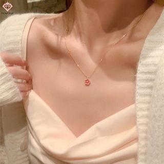 Mặt dây chuyền hoa hồng zircon sáng bóng, xích xương đòn - Quà tặng thời trang cho nữ