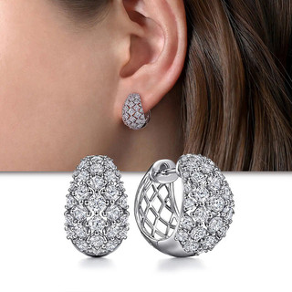 Bông tai nữ phong cách châu Âu và Mỹ, đá zircon xếp hàng như kim cương