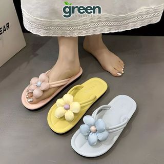 Dép Nữ Xỏ Ngón Họa Tiết Hoa 3D Nổi Bật, Dép Đi Biển Đi Trong Nhà Chống Trượt Chất Liệu EVA Cao Cấp