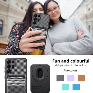 Vỏ điện thoại bằng da sang trọng cho Samsung Galaxy S26 S25 S24 Ultra Plus Vỏ có giá đỡ thẻ có thể tháo rời từ tính