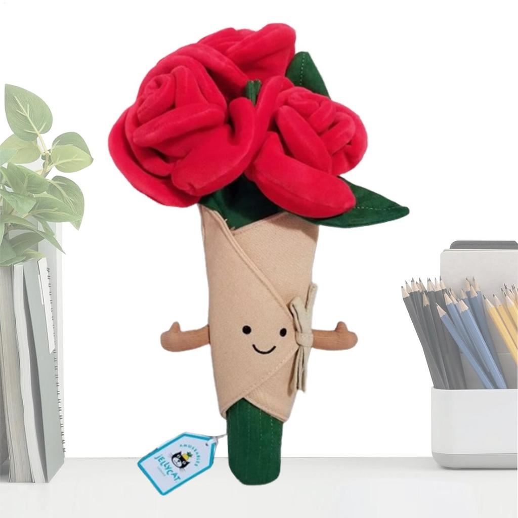 Rose Bouquet Plush Soft Forever Roses Valentines Plush Toys Valentine's Day Plush Toys For Kids Family Friends junlavn
