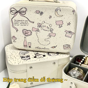 Túi Trang điểm In Hình Mèo Dễ Thương, Dung Tích Lớn Nhiều Ngăn, Chống Nước, Túi đựng đồ Du Lịch