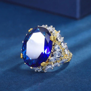 Châu Âu Mỹ ins Nhẫn Sapphire Giả Phong Cách Mới Nữ