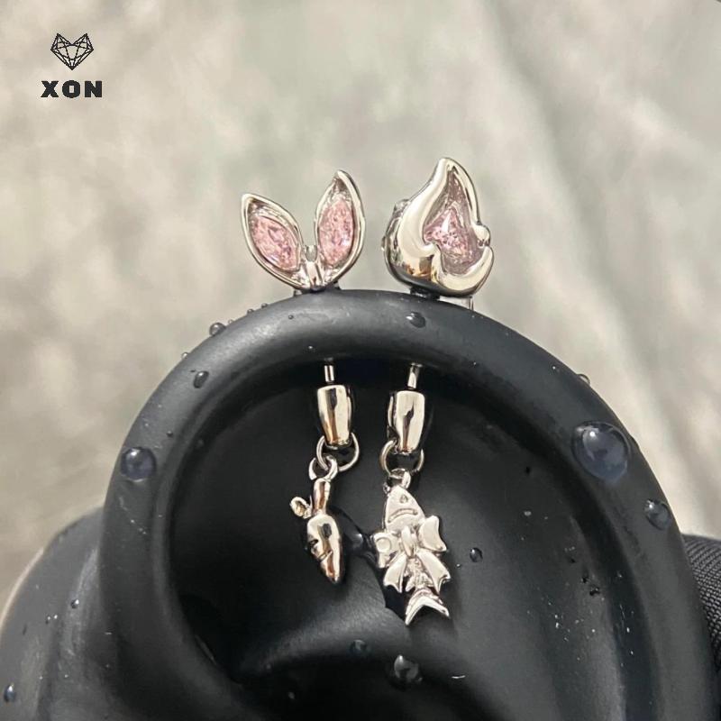 [XON] 1 Chiếc Tai Mèo Hình Flash Zircon Trái Tim Mặt Dây Chuyền Xương Tai Bông Tai Móng Tay Cho Nữ Phụ Kiện Xuyên Cơ Thể Hợp Thời Trang [Mina]