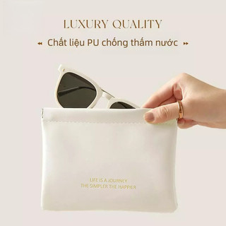 Túi đựng cáp dữ liệu điện thoại, có thể đựng tiền/ trang sức/ kính/ tai nghe/ củ sạc Chất liệu PU chống thấm nước