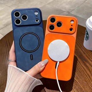 Ốp Điện Thoại Từ Tính Da Lộn Sang Trọng Thích Hợp Ốp Lưng Cho iPhone 13 14 15 16 17 Pro Max Retroism Vỏ Chống Sốc