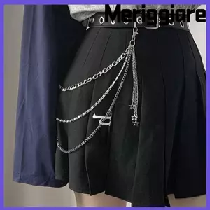 Dây đeo thắt lưng ngôi sao MERIGGIARE, Dây chuyền tua rua Hip Hop hợp kim kim loại, Móc chìa khóa nhiều lớp kiểu Gothic thời trang Harajuku dành cho nữ