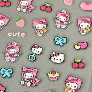Hello Kitty hellokitty Miếng Dán Làm Móng Tay Nổi Trẻ Em Có Dính Trang Trí Tự Làm Máy Tính Bảng Điện Bé Camera Miếng Dán 25.12.17