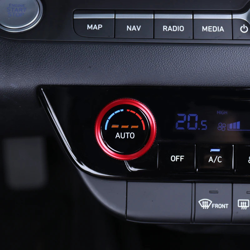 Một Cặp Nhôm Đỏ Xanh Đen Nội Thất Điều Hòa Không Khí Konb Vòng Viền Dành Cho Xe Hyundai Elantra CN7 / CN7 N RHD / LHD