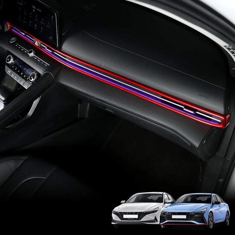 Bảng Điều Khiển Màu Đỏ Giữa Điều Hòa Thông Hơi Bao Viền Nội Thất Ô Tô Cho Xe Hyundai Elantra CN7 / CN7 N Line 2021-2025 Phụ Kiện