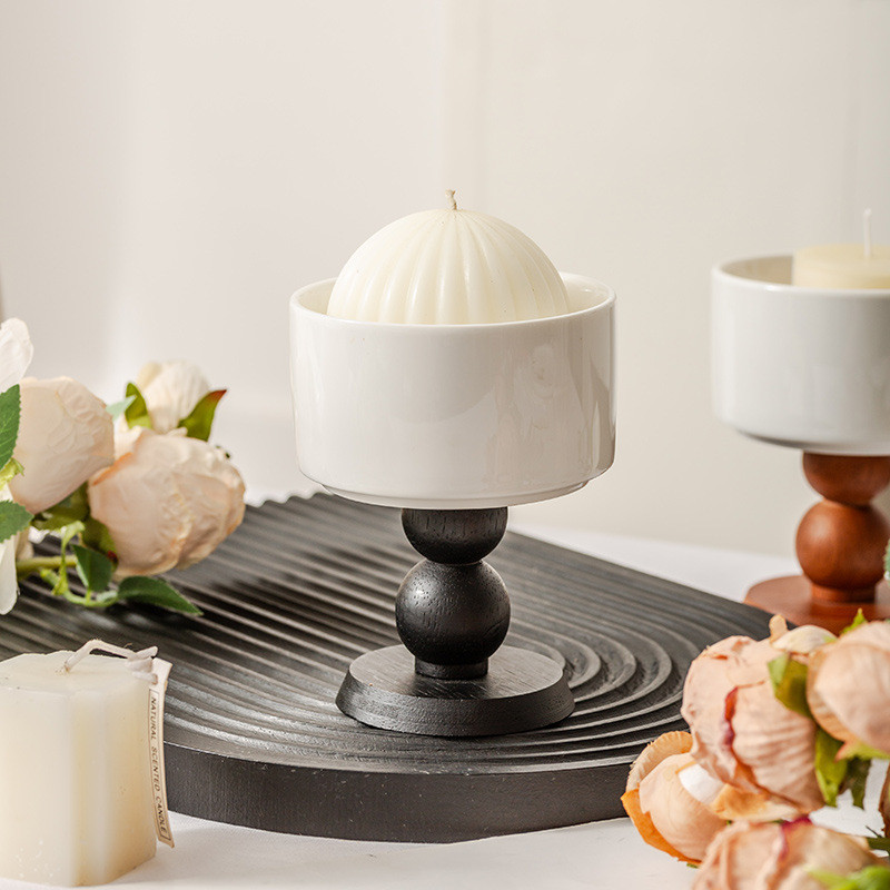 Retro Gốm Cốc Đựng Nến Thơm Bàn Món Tráng Miệng Bát Gỗ Hộ Gia Đình Đèn Nến Ăn Tối Nến Cốc Shop 12.19 OIHW
