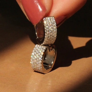 Vòng bông tai bạc sterling S925 và zircon, trang sức thời trang đơn giản, quà tặng nữ