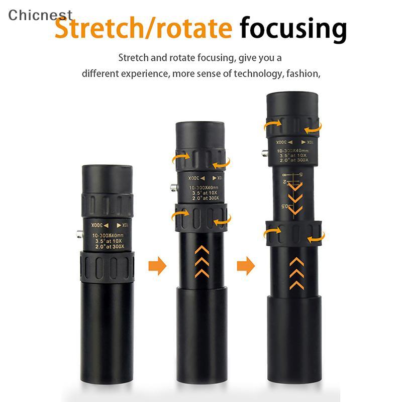 Ống nhòm zoom 10-300x40 kim loại chất lượng cao, hỗ trợ chụp ảnh điện thoại với lens BAK4 và độ nét HD