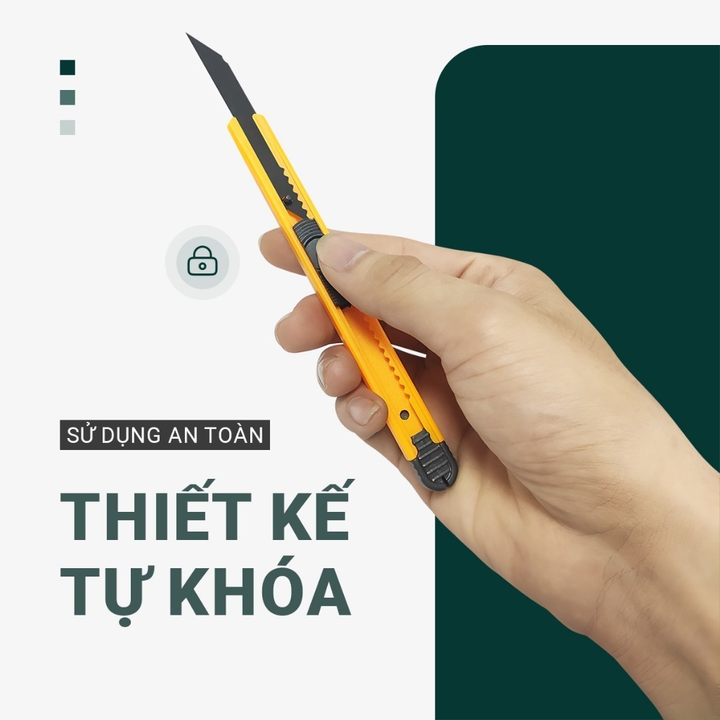 Dao rọc giấy thép không gỉ, có khóa tự động, lưỡi sắc bén, dao cắt giấy dùng cho văn phòng, học tập