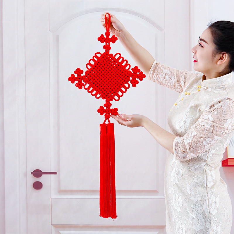 Handmade Đỏ Trung Quốc Nút Thắt Mặt Dây Chuyền Kích Thước Nhỏ Phòng Khách Kích Thước Lớn Nút An Toàn Đồng Tâm Nút Trang Trí Nội Thất Mới
