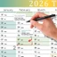 Công cụ lập kế hoạch hàng năm GETVOW, 30x20 trong lịch treo tường 2026, có nhãn dán không nhiều lớp 12 tháng Lịch cả năm Sử dụng văn phòng