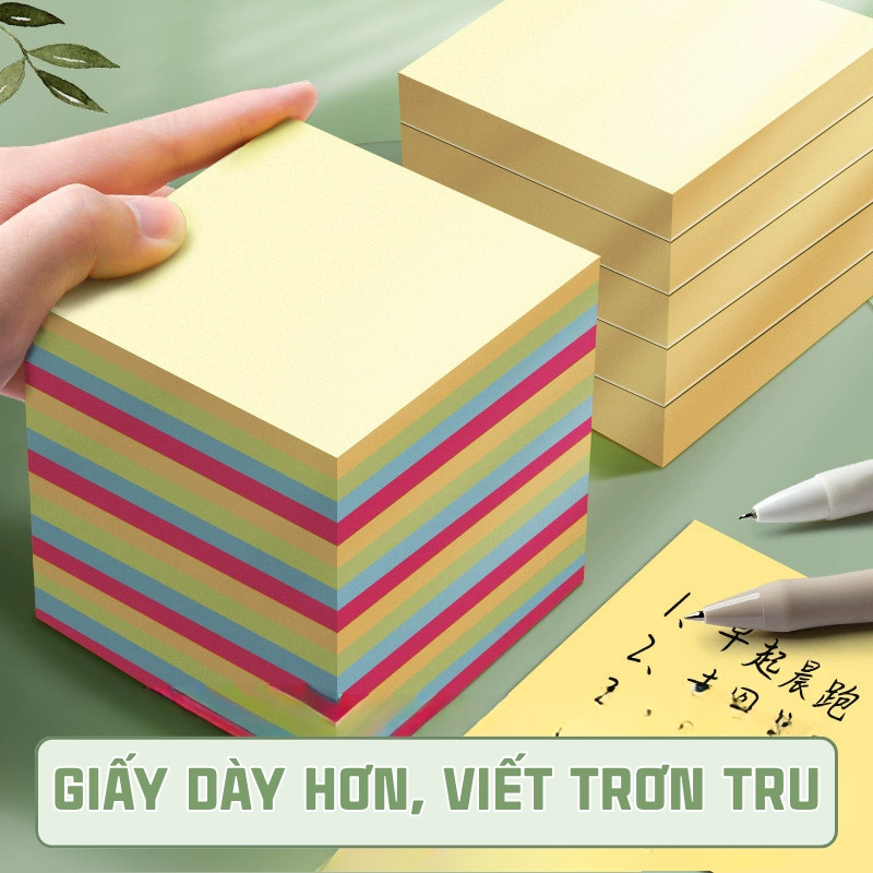 Giấy Ghi Chú Trơn Đơn Giản – Giấy Note Nhiều Màu 100 Tờ, Dán Chắc Không Rơi