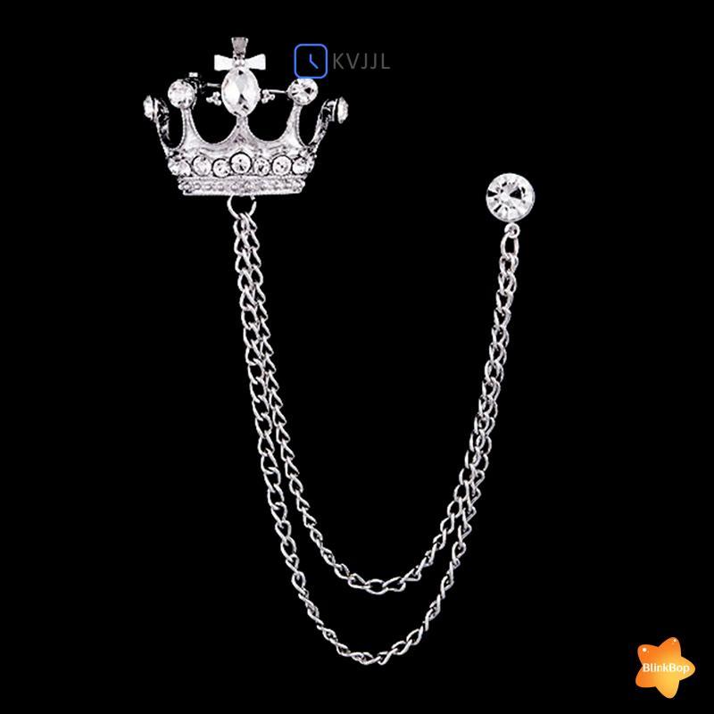 Trâm Phù Dây Xích Vương Miện Phong Cách Anh Quốc - Huy Hiệu Vest Nam Retro Cho Tiệc Cưới