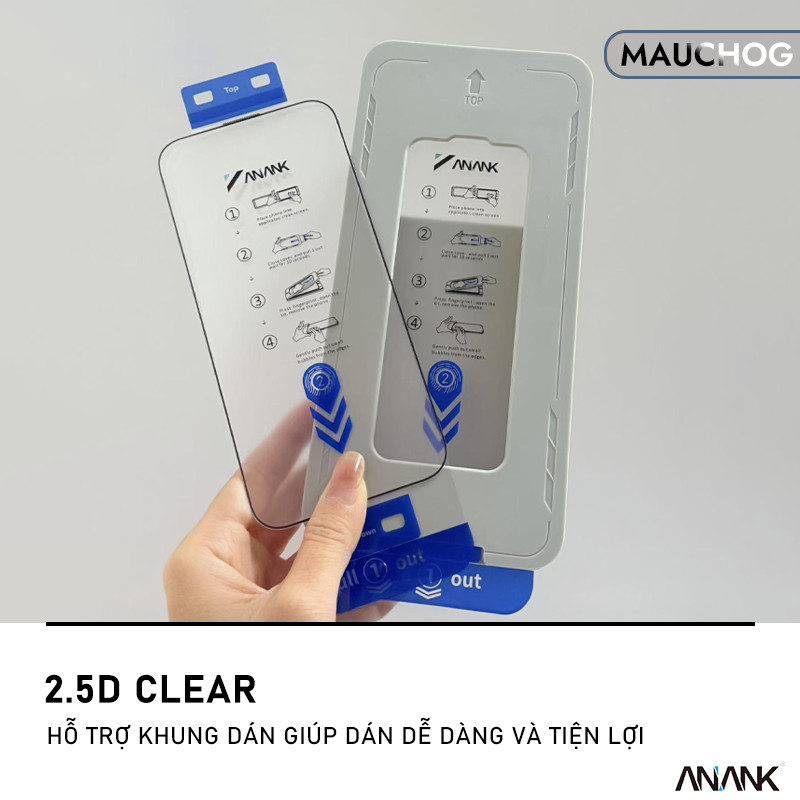 Kính Cường Lực Trong Suốt Anank Có Khung Tự Dán Cho Điện Thoại iPhone 17 Pro Max 16 15 14 13