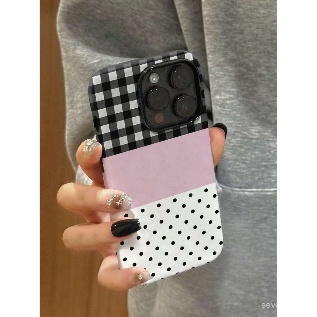 Ốp Điện Thoại Thích Hợp Cho iPhone 7 8 X XS XR XSMAX 11 12 13 14 15 16 17 Pro max Plus Air Lưới Ba Màu Chấm Bi Hai Trong Một Vỏ Bảo Vệ Chống Sốc Bao Gồm Tất Cả O