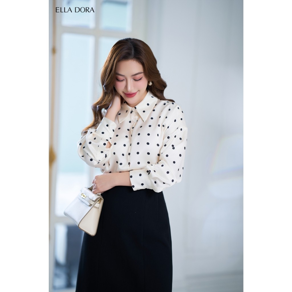 Áo sơ mi nữ ELLA DORA thiết kế họa tiết chấm bi dáng chuẩn thanh lịch phong cách công sở [SM108]