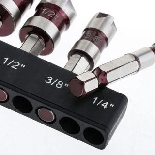 Bộ mũi khoan chìm MARBLEM 5 CÁI, 1 / 4 3 / 8 1 / 2 5 / 8 3 / 4inch Kim loại Countersunk Bits, Nhựa chuôi lục giác đa kích thước chuyên nghiệp