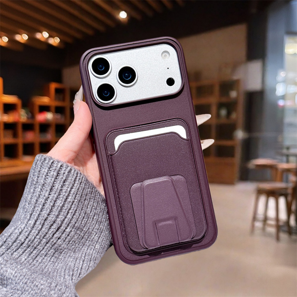 Ốp điện thoại đựng thẻ hình thang đơn giản cho iPhone 17 Pro Max 13 14 15 16 pro max Bảo vệ ống kính chống rơi Vỏ cứng bảo vệ điện thoại