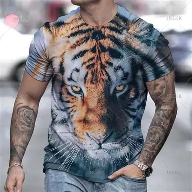 Áo thun nam in hình con hổ 3D - Họa tiết động vật cho áo dạo phố thời trang