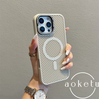 Lưới tản nhiệt thoáng khí khung kim loại Vỏ điện thoại từ tính thích hợp cho iPhone 11 12 13 14 15 16 Pro Max Bao gồm tất cả vỏ cứng silicon chống rơi