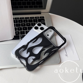 Ốp điện thoại rỗng màu cam mới phù hợp cho Apple iPhone 17 Promax mờ mờ 16pro màu trơn ngọn lửa ba chiều rỗng 13 / 12 / 11 bao gồm tất cả vỏ mềm